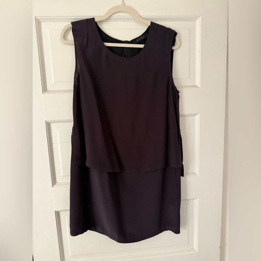 All Saints Black Tiered Sheath Mini Dress